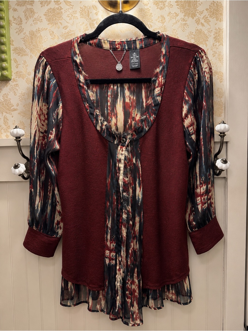 BKE Boutique Boho Tie Back Blouse Size S